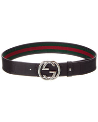 Gucci Gucci Interlocking G Web & Leather Belt