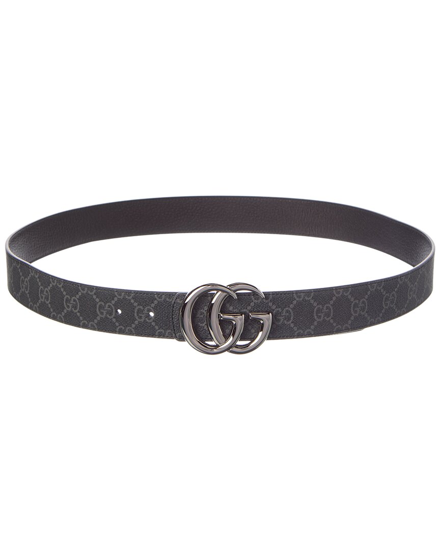 Gucci Gucci Gg Marmont Reversible Gg Coated Fabric & Leather Belt