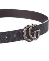 Gucci Gucci Gg Marmont Reversible Gg Coated Fabric & Leather Belt