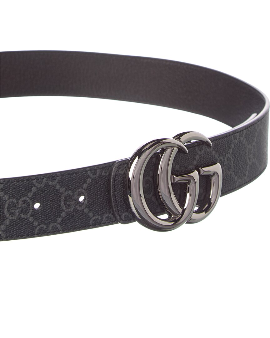 Gucci Gucci Gg Marmont Reversible Gg Coated Fabric & Leather Belt