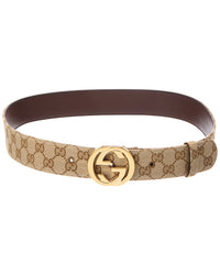 Gucci Gucci Canvas & Leather Belt