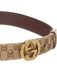Gucci Gucci Canvas & Leather Belt
