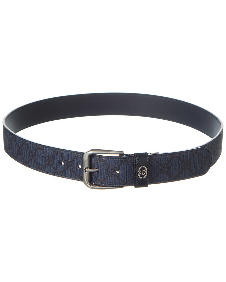 Gucci Gucci Interlocking G Detail Gg Supreme Canvas & Leather Belt