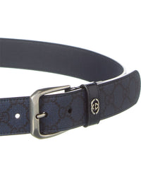 Gucci Gucci Interlocking G Detail Gg Supreme Canvas & Leather Belt