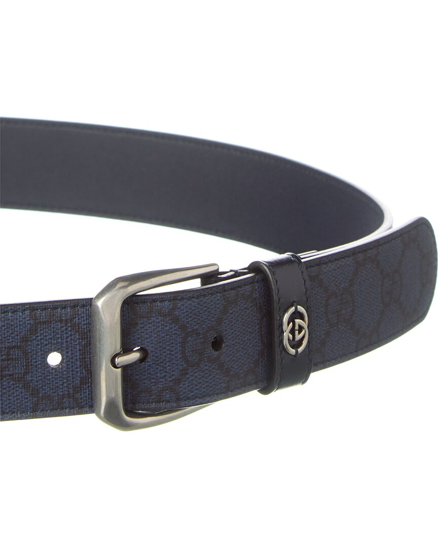 Gucci Gucci Interlocking G Detail Gg Supreme Canvas & Leather Belt