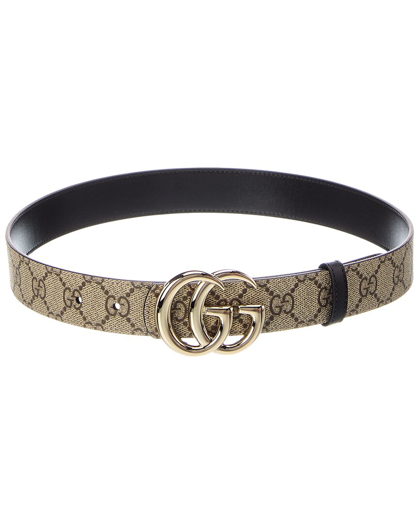 Gucci Gg Marmont Reversible Canvas & Leather Belt