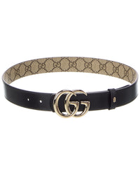 Gucci Gg Marmont Reversible Canvas & Leather Belt