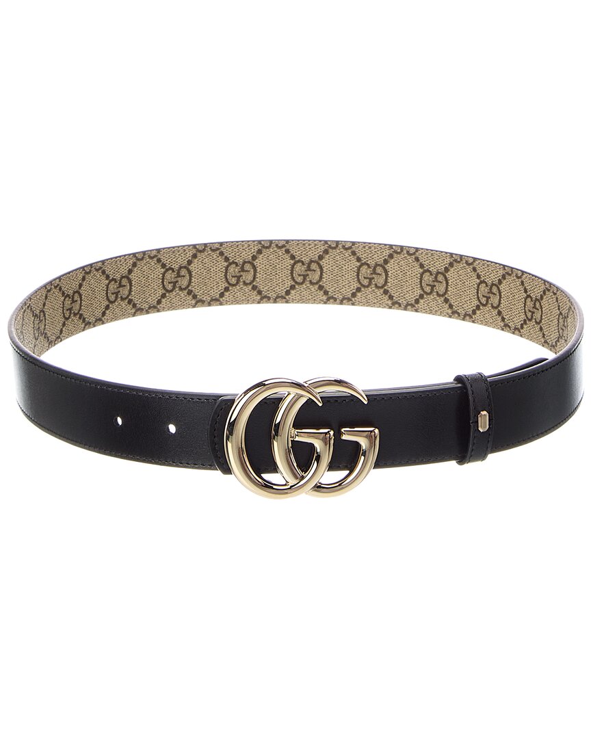 Gucci Gg Marmont Reversible Canvas & Leather Belt