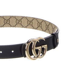 Gucci Gg Marmont Reversible Canvas & Leather Belt