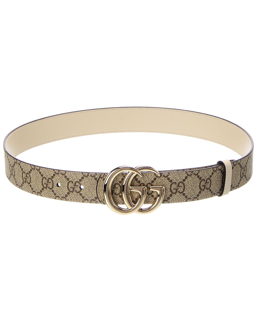 Gucci Gucci Gg Marmont Reversible Canvas & Leather Belt