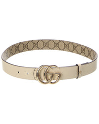 Gucci Gucci Gg Marmont Reversible Canvas & Leather Belt