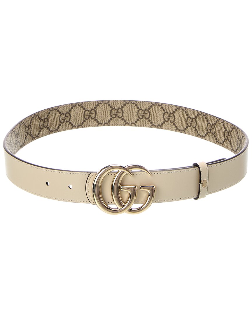 Gucci Gucci Gg Marmont Reversible Canvas & Leather Belt