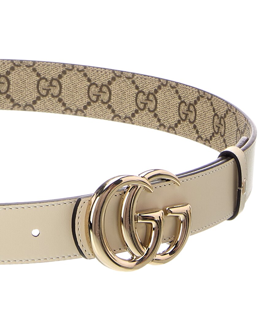 Gucci Gucci Gg Marmont Reversible Canvas & Leather Belt