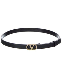 Valentino Valentino Vlogo Signature Leather Belt