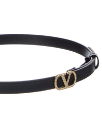 Valentino Valentino Vlogo Signature Leather Belt