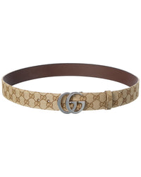 Gucci Gucci Gg Marmont Gg Supreme Canvas & Leather Belt