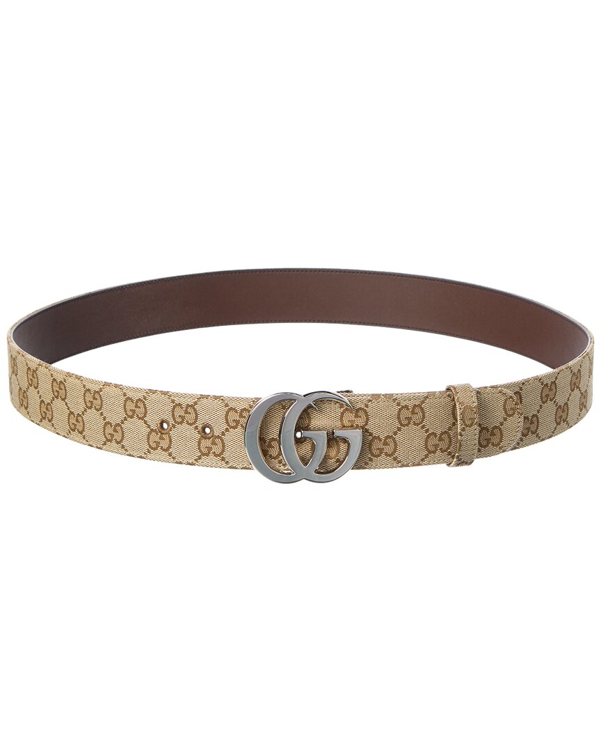 Gucci Gucci Gg Marmont Gg Supreme Canvas & Leather Belt