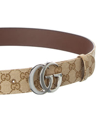 Gucci Gucci Gg Marmont Gg Supreme Canvas & Leather Belt