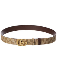 Gucci Gucci Reversible Gg Coated Canvas & Leather Belt