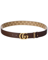 Gucci Gucci Reversible Gg Coated Canvas & Leather Belt