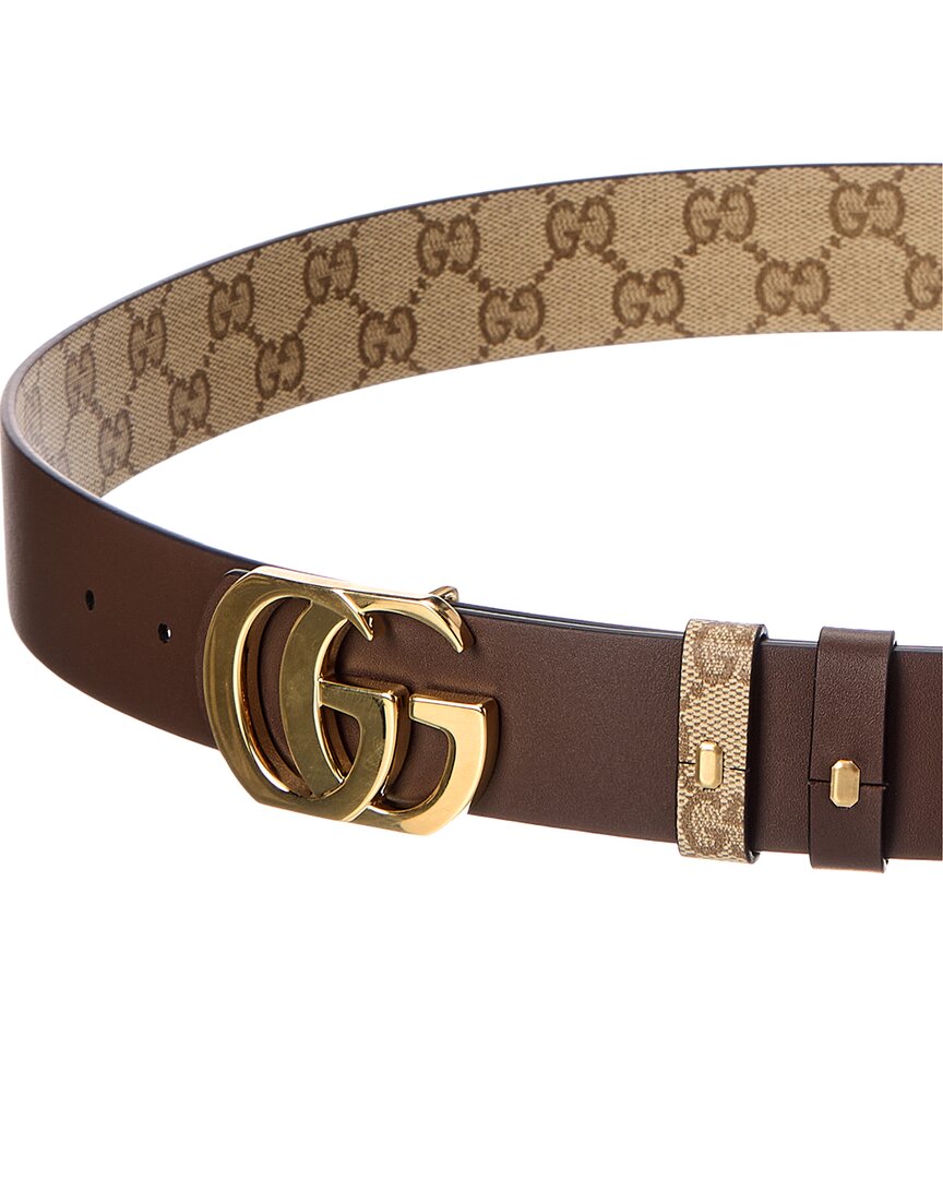 Gucci Gucci Reversible Gg Coated Canvas & Leather Belt