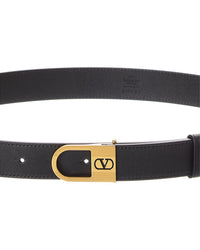 Valentino Valentino Vlogo Signature Leather Belt