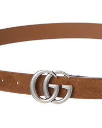 Gucci Gucci Gg Marmont Thin Suede Belt