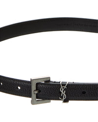 Saint Laurent Cassandre Thin Leather Belt