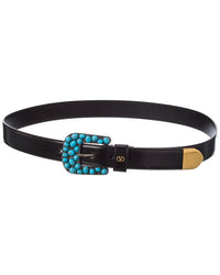 Valentino Valentino Vlogo Leather Belt