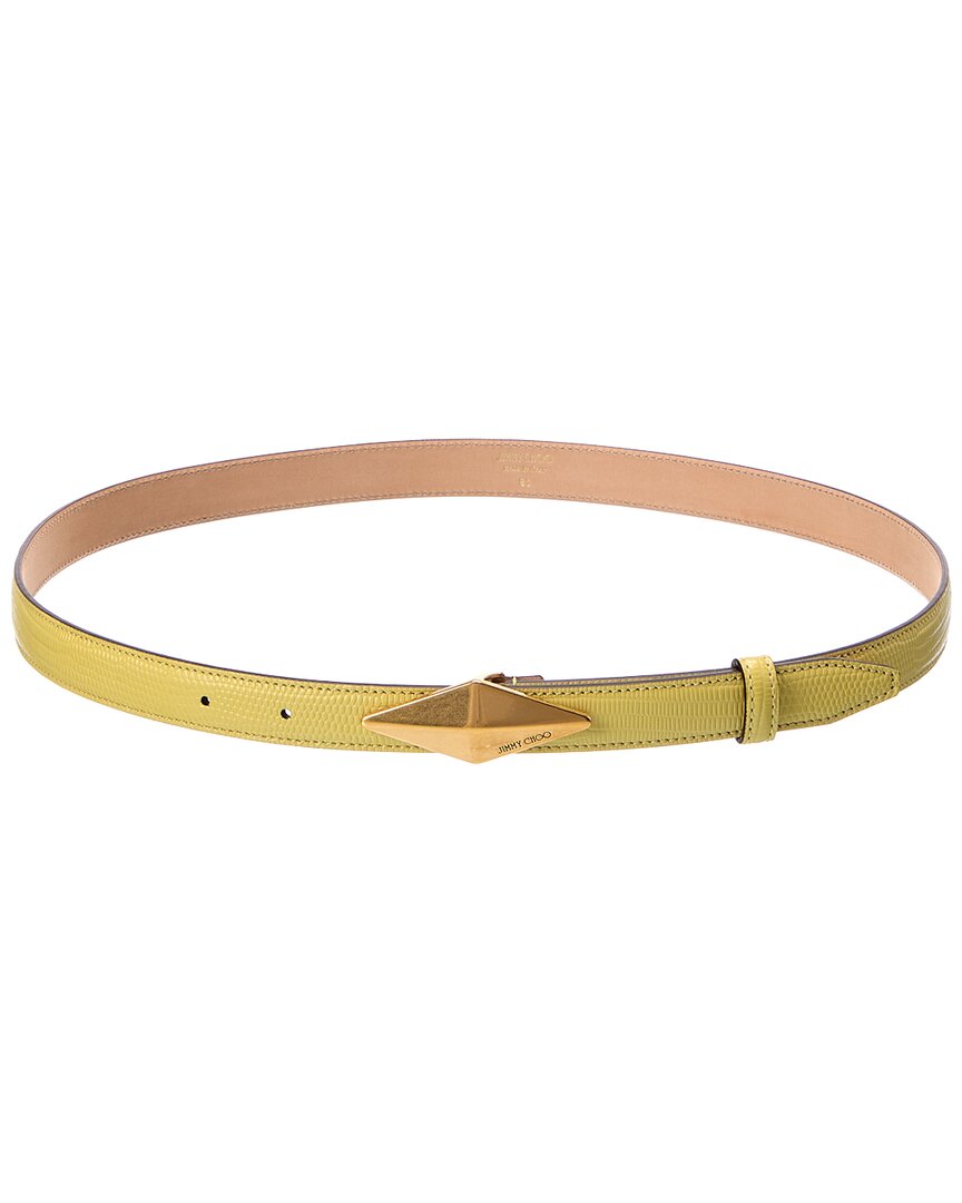 Jimmy Choo Diamond Clasp Lizard-Embossed Leather Belt