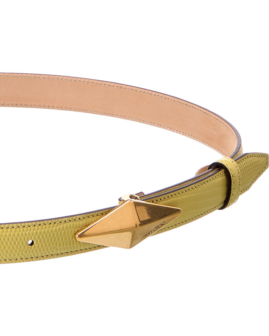 Jimmy Choo Diamond Clasp Lizard-Embossed Leather Belt