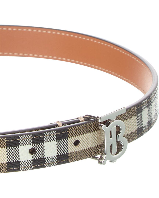 Burberry Check Tb E-Canvas & Leather Belt