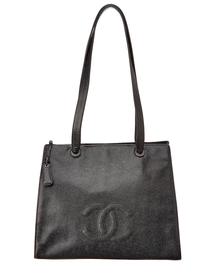 Chanel Black Caviar Leather Cc Tote (Authentic Pre-Owned)