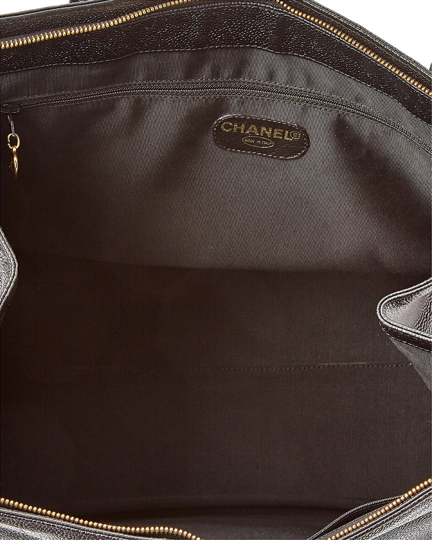 Chanel Black Caviar Leather Cc Tote (Authentic Pre-Owned)