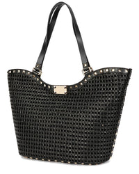 Tiffany & Fred Paris Raffia & Leather Large Tote