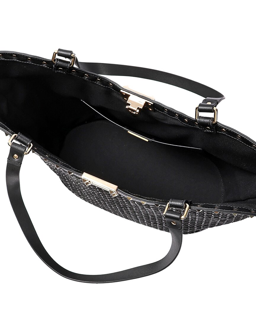 Tiffany & Fred Paris Raffia & Leather Large Tote