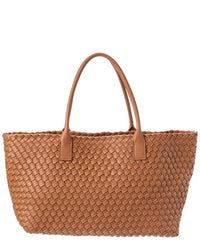 Tiffany & Fred Paris Large Hand-Woven Leather Tote