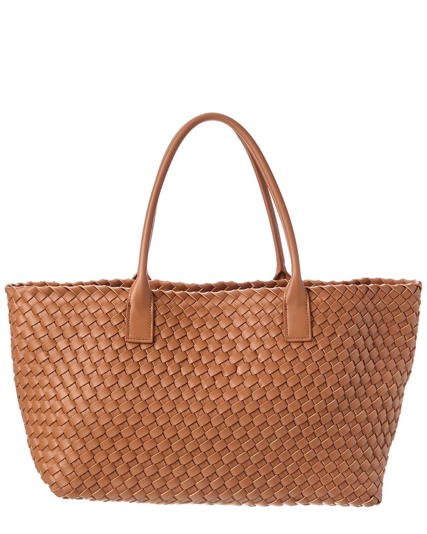 Tiffany & Fred Paris Large Hand-Woven Leather Tote