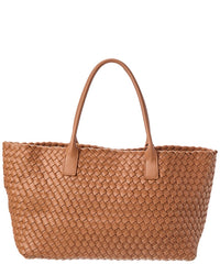 Tiffany & Fred Paris Large Hand-Woven Leather Tote