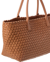 Tiffany & Fred Paris Large Hand-Woven Leather Tote