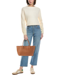 Tiffany & Fred Paris Large Hand-Woven Leather Tote