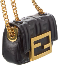Fendi Ff Logo Leather Shoulder Bag
