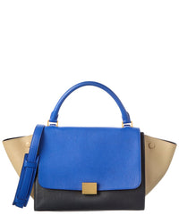 Pre-Owned Celine Brown Calfskin Tricolor Small Trapeze Bag (Authentic Pre-Loved)
