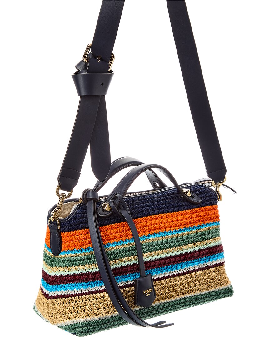 FENDI Fendi By The Way Soft Medium Crochet & Leather Clutch