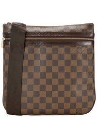Louis Vuitton Louis Vuitton Brown Damier Ebene & Leather Pochette Bosphore (Authentic