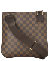 Louis Vuitton Louis Vuitton Brown Damier Ebene & Leather Pochette Bosphore (Authentic