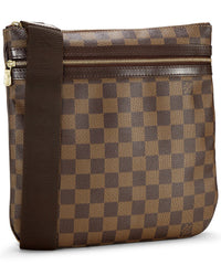 Louis Vuitton Louis Vuitton Brown Damier Ebene & Leather Pochette Bosphore (Authentic