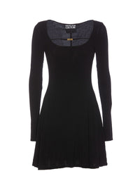 Versace Jeans Couture Women's Embroidered Logo Black Mini Dress-