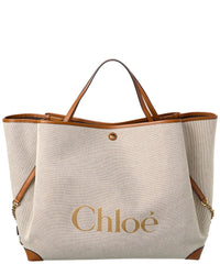 Chloé Chloé Clover Double Carry Canvas & Leather Tote
