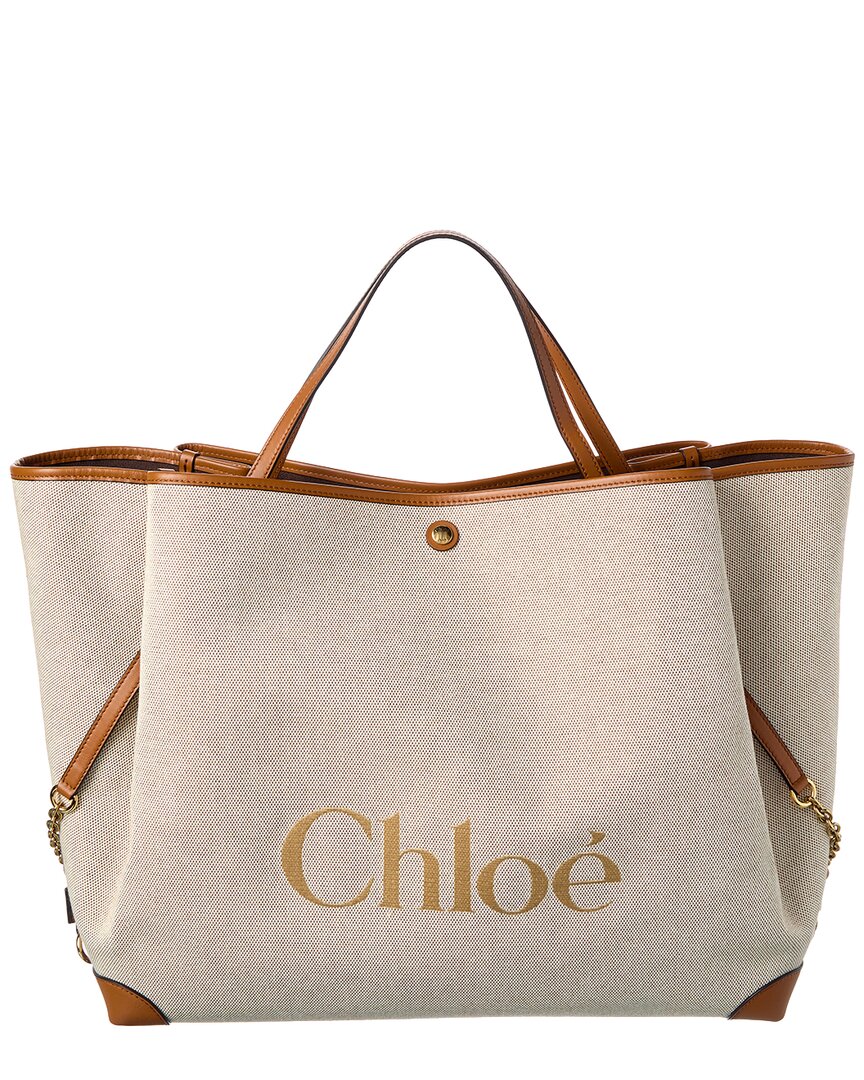 Chloé Chloé Clover Double Carry Canvas & Leather Tote